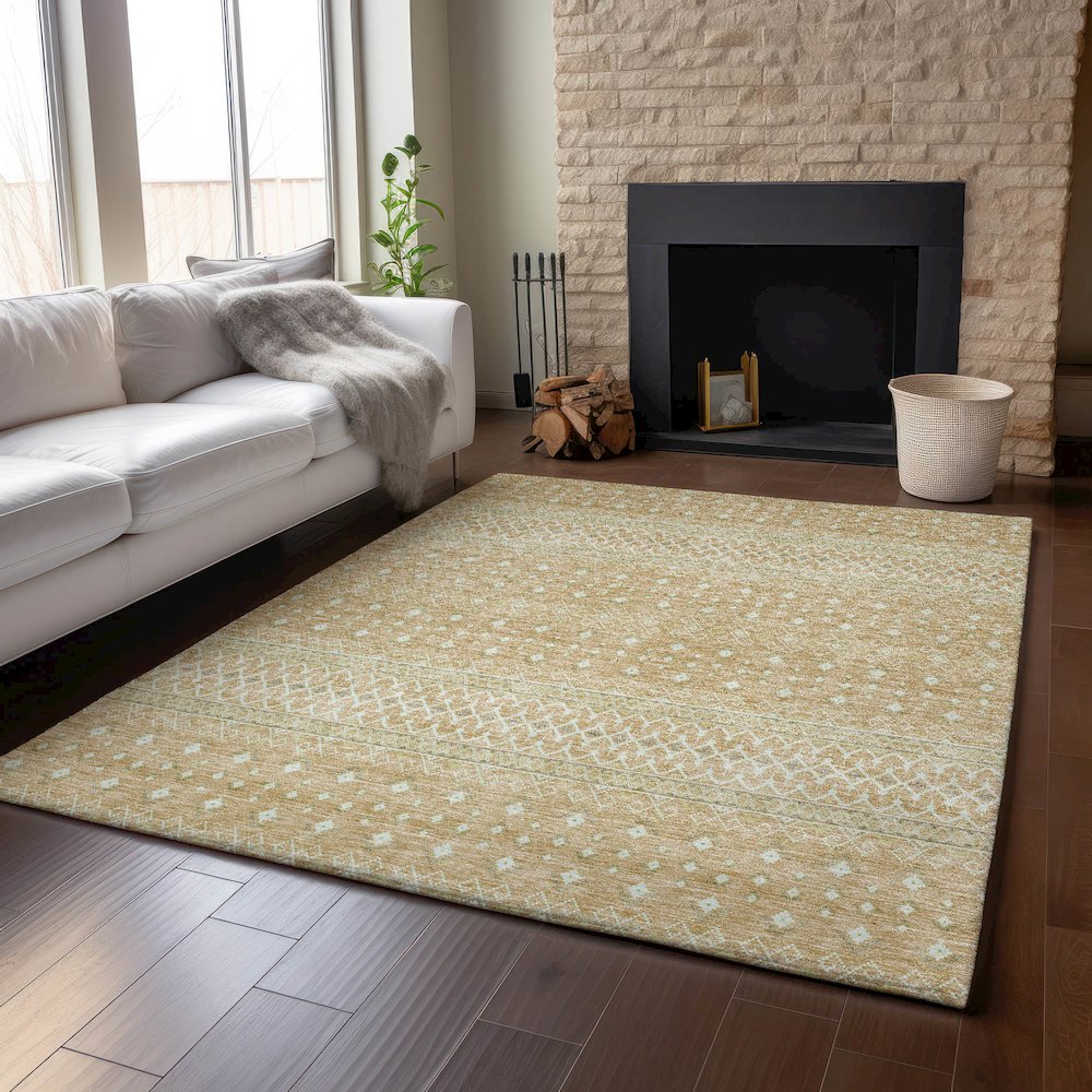 Premium Machine Washable Mayfield AMF709 Copper 9' x 12' Rug. Picture 6