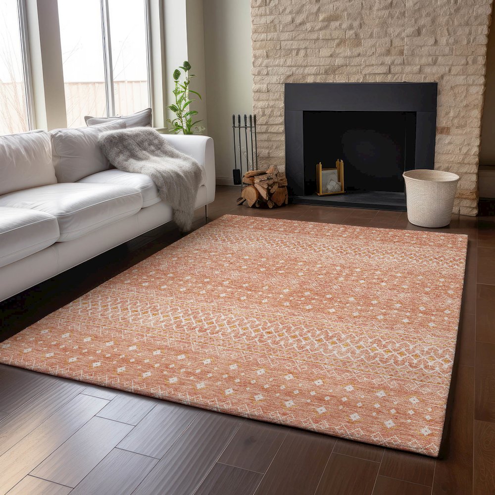 Premium Machine Washable Mayfield AMF709 Salmon 9' x 12' Rug. Picture 6