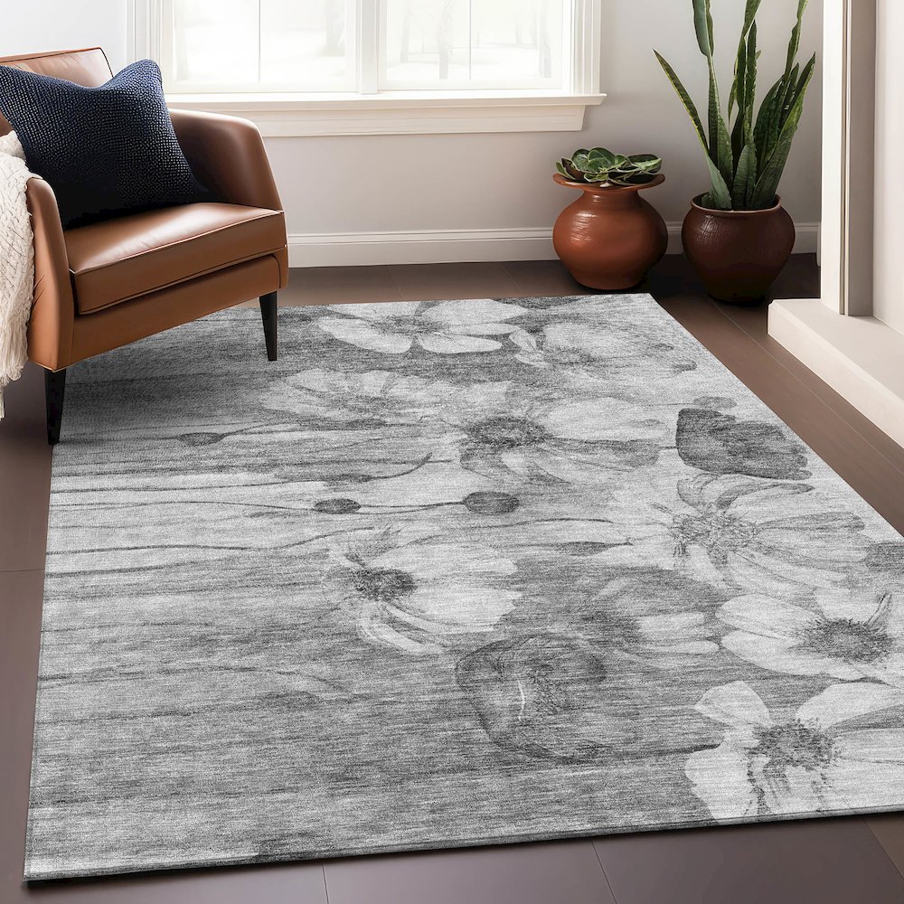 Premium Machine Washable Mayfield AMF712 Gray 9' x 12' Rug. Picture 6
