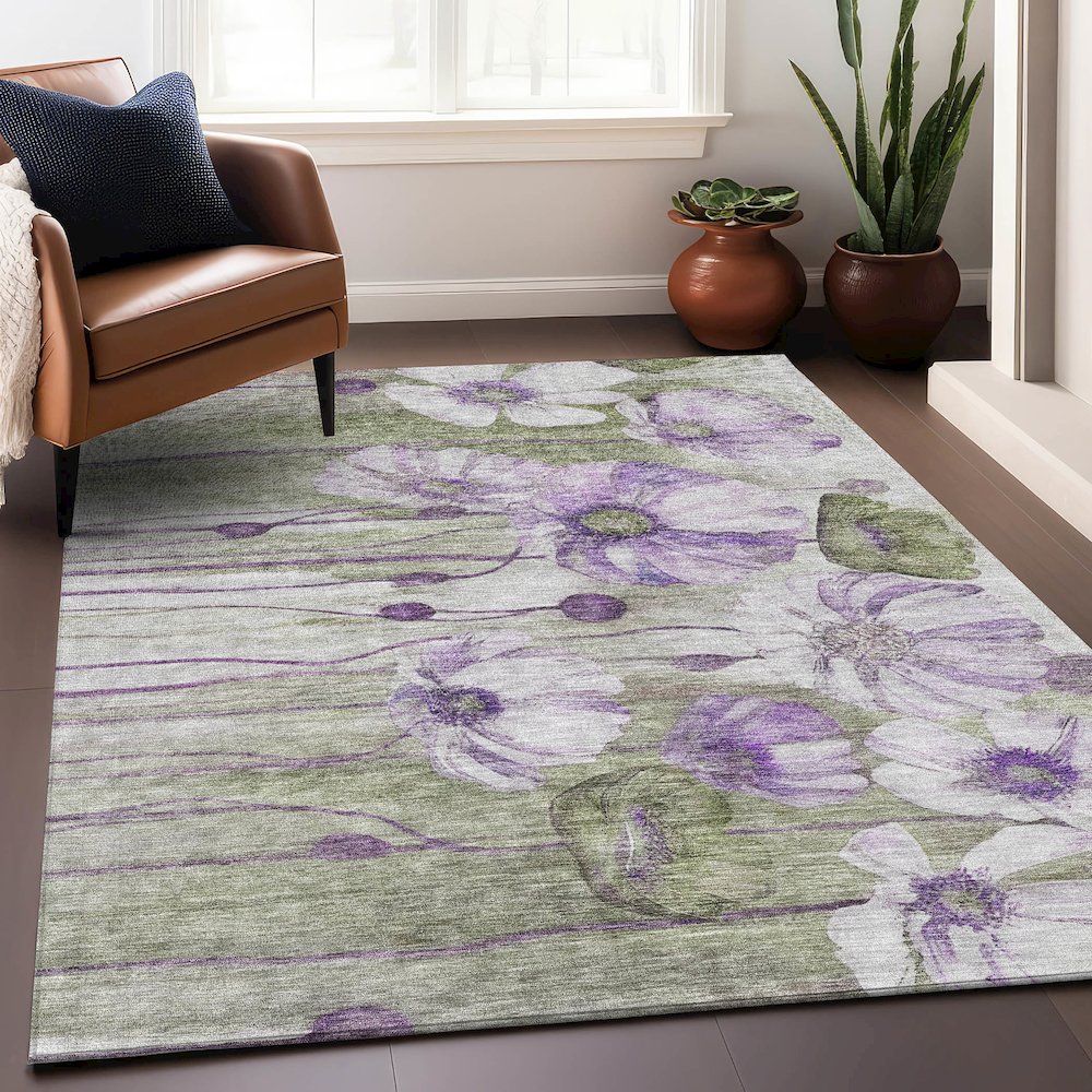 Premium Machine Washable Mayfield AMF712 Purple 9' x 12' Rug. Picture 6