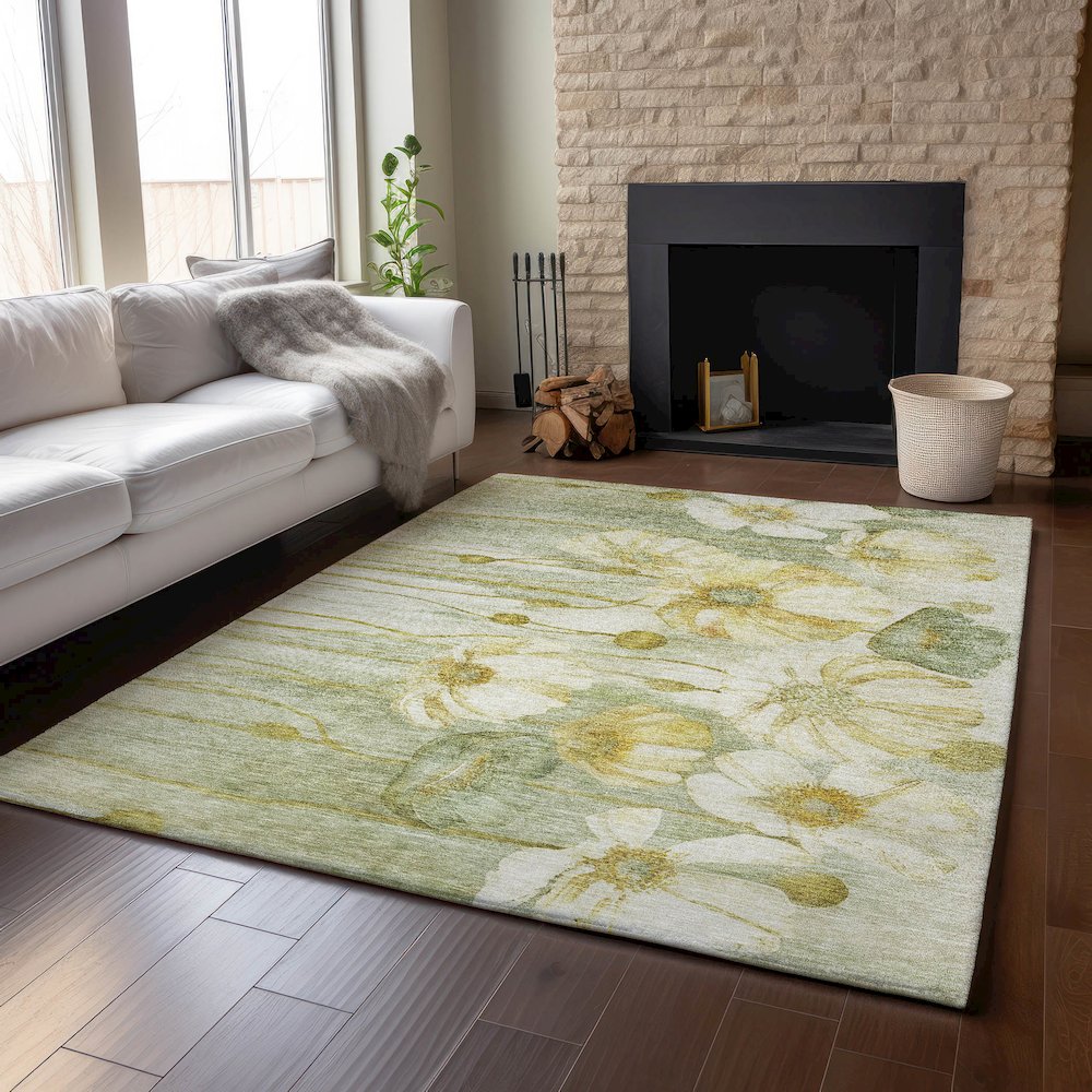 Premium Machine Washable Mayfield AMF712 Sage 9' x 12' Rug. Picture 6