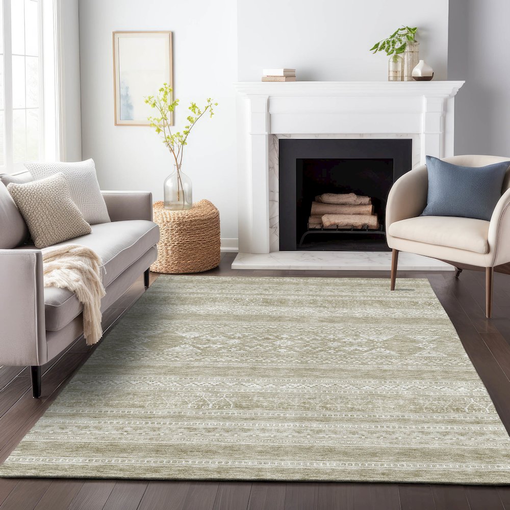 Premium Machine Washable Mayfield AMF714 Khaki 9' x 12' Rug. Picture 5
