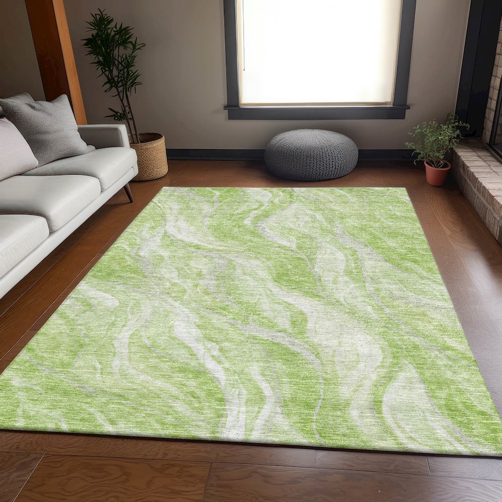 Premium Machine Washable Mayfield AMF720 Aloe 9' x 12' Rug. Picture 5