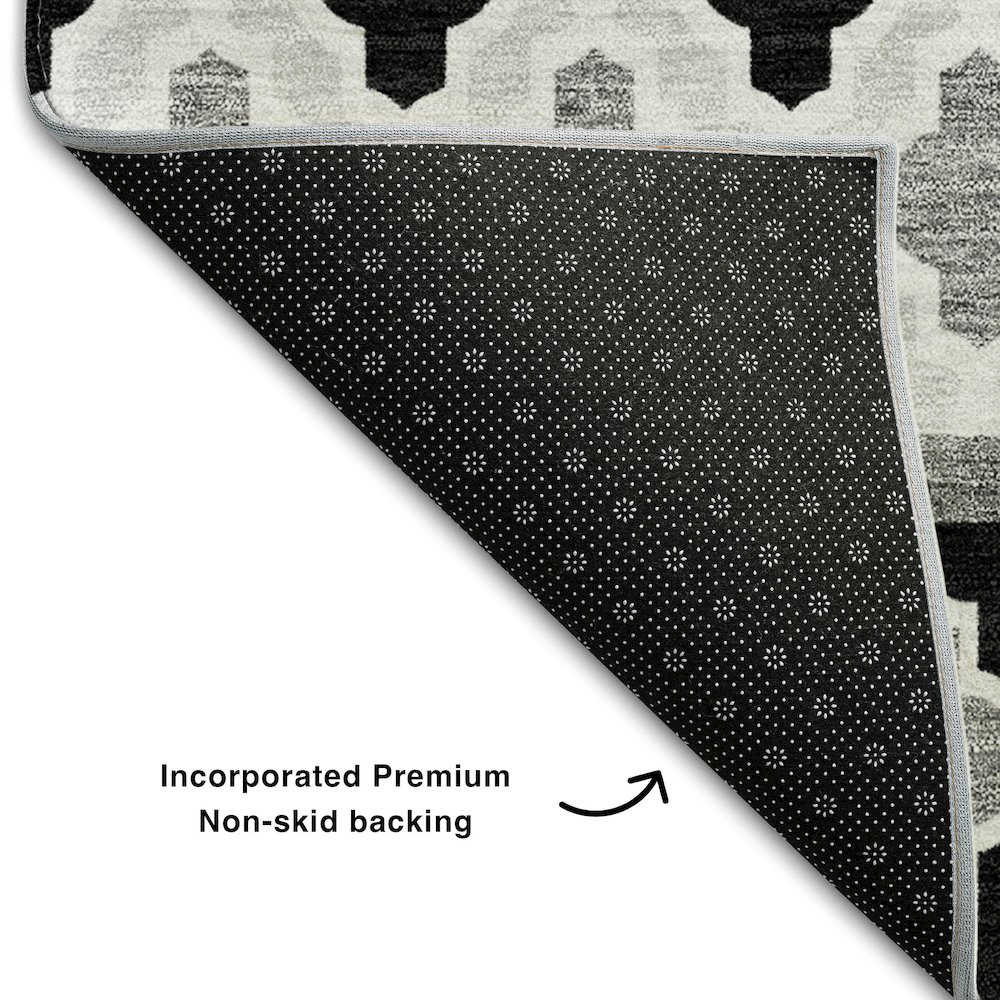 Premium Machine Washable Mayfield AMF726 Black 5' x 7'6" Rug. Picture 2