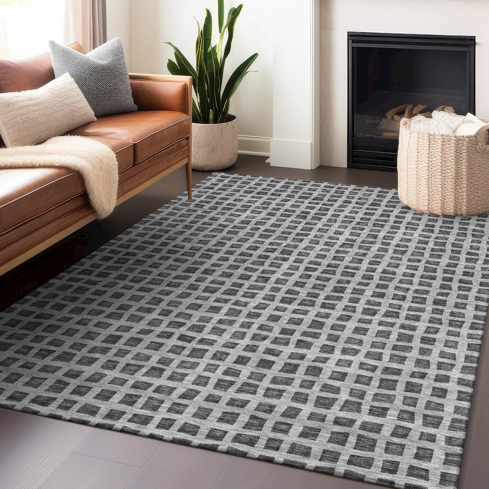 Premium Machine Washable Mayfield AMF727 Graphite 9' x 12' Rug. Picture 6