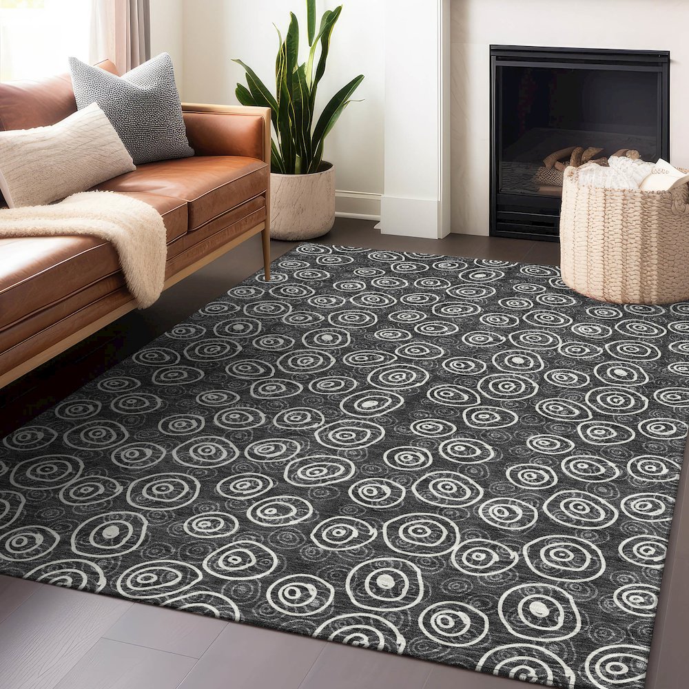 Premium Machine Washable Mayfield AMF728 Black 9' x 12' Rug. Picture 6