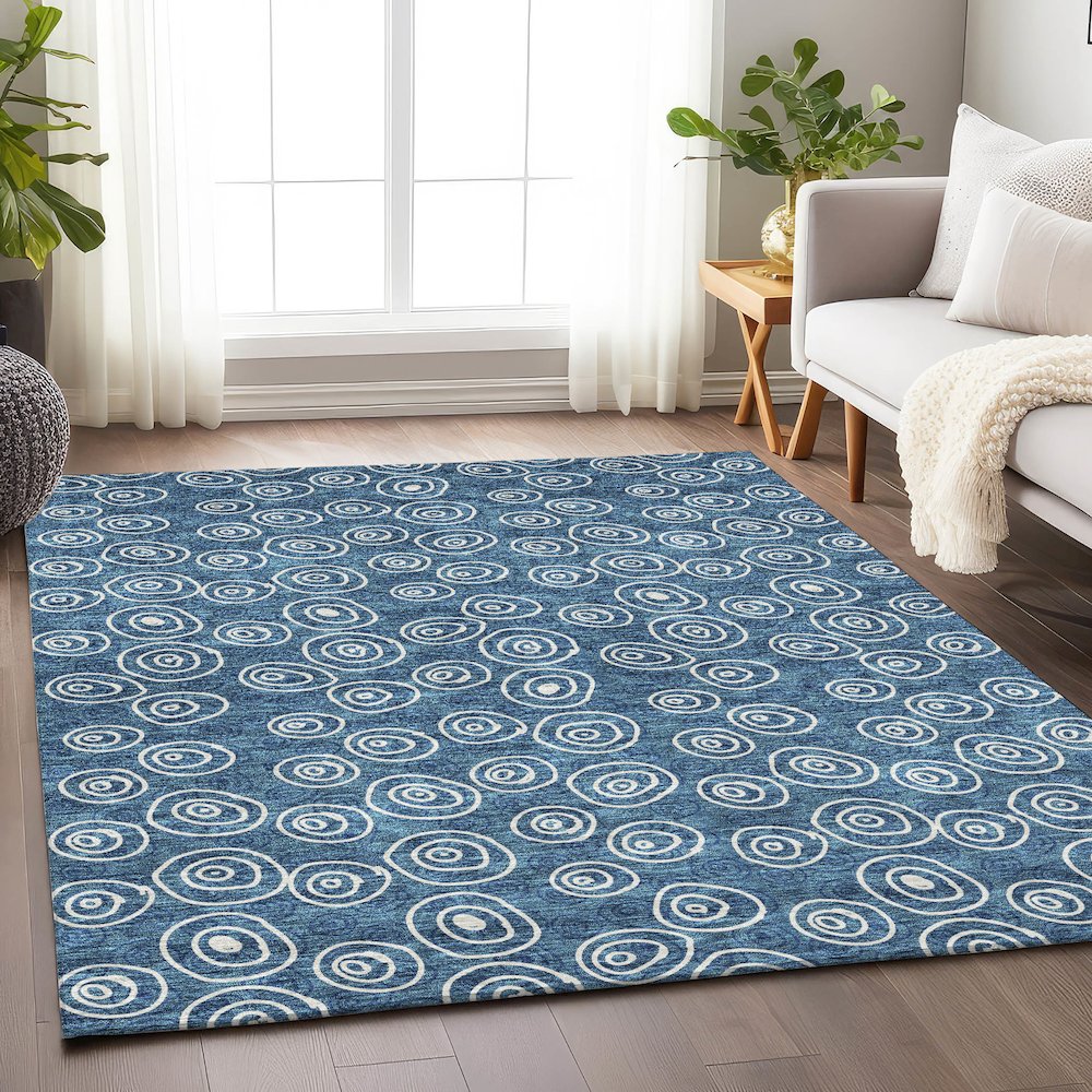 Premium Machine Washable Mayfield AMF728 Blue 9' x 12' Rug. Picture 5