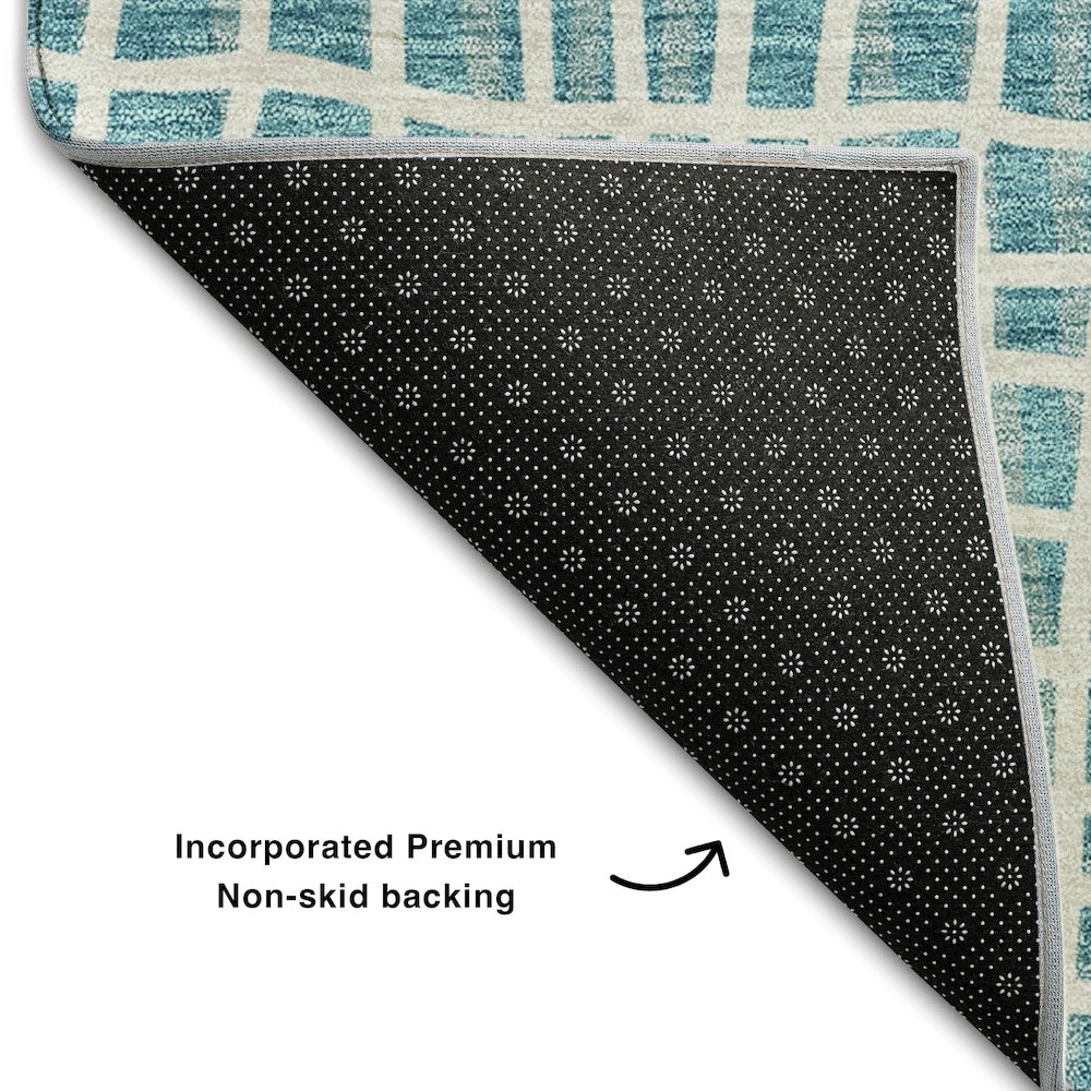 Premium Machine Washable Mayfield AMF729 Teal 5' x 7'6" Rug. Picture 2