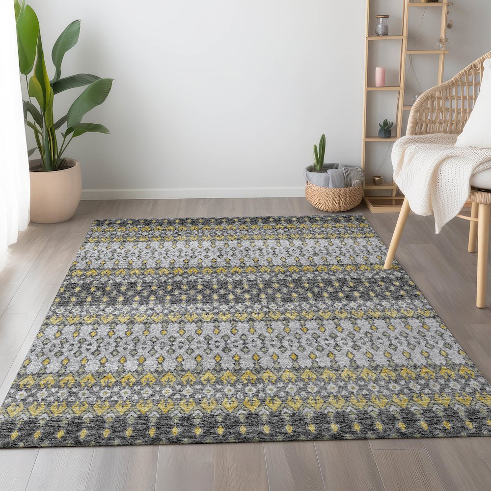 Premium Machine Washable Mayfield  Gray 9' x 12' Rug. Picture 5