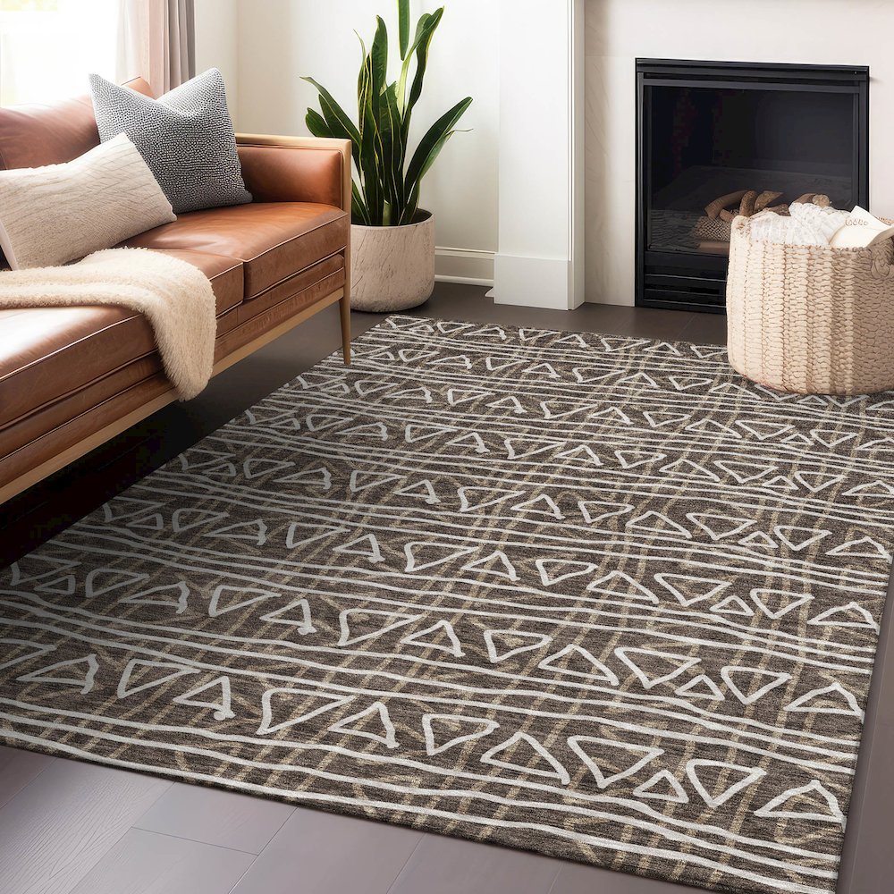 Premium Machine Washable Mayfield AMF730 Chocolate 9' x 12' Rug. Picture 6