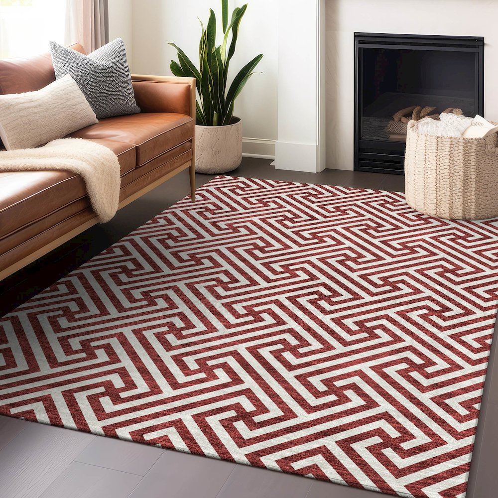 Premium Machine Washable Mayfield AMF731 Merlot 9' x 12' Rug. Picture 6