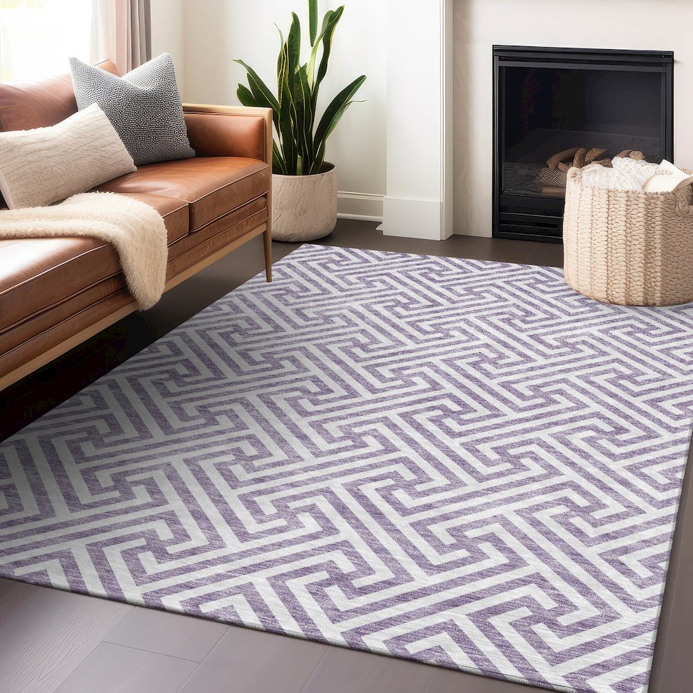 Premium Machine Washable Mayfield AMF731 Purple 9' x 12' Rug. Picture 6