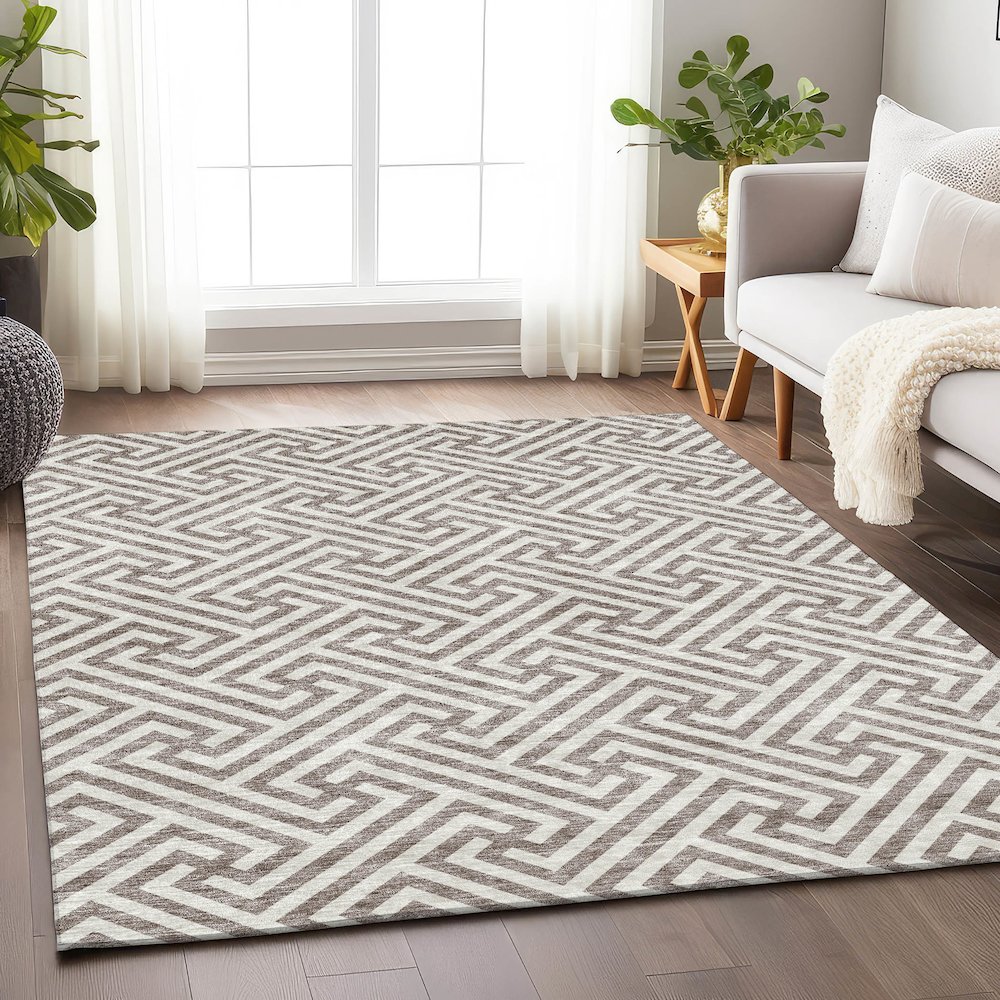 Premium Machine Washable Mayfield AMF731 Taupe 9' x 12' Rug. Picture 5