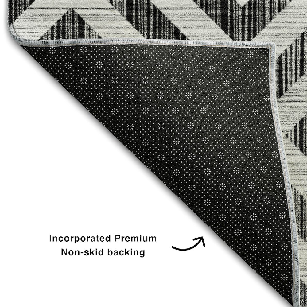 Premium Machine Washable Mayfield AMF733 Black 5' x 7'6" Rug. Picture 2