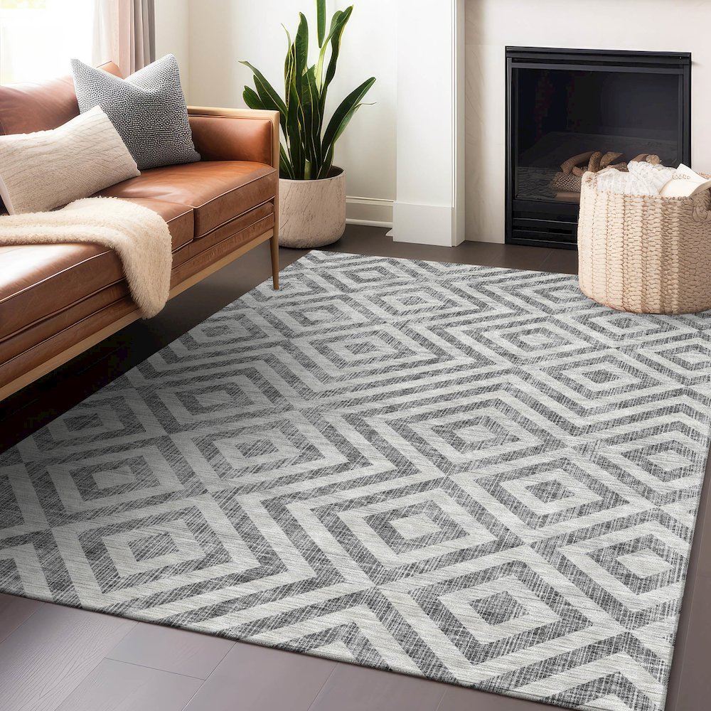 Premium Machine Washable Mayfield AMF733 Gray 9' x 12' Rug. Picture 6