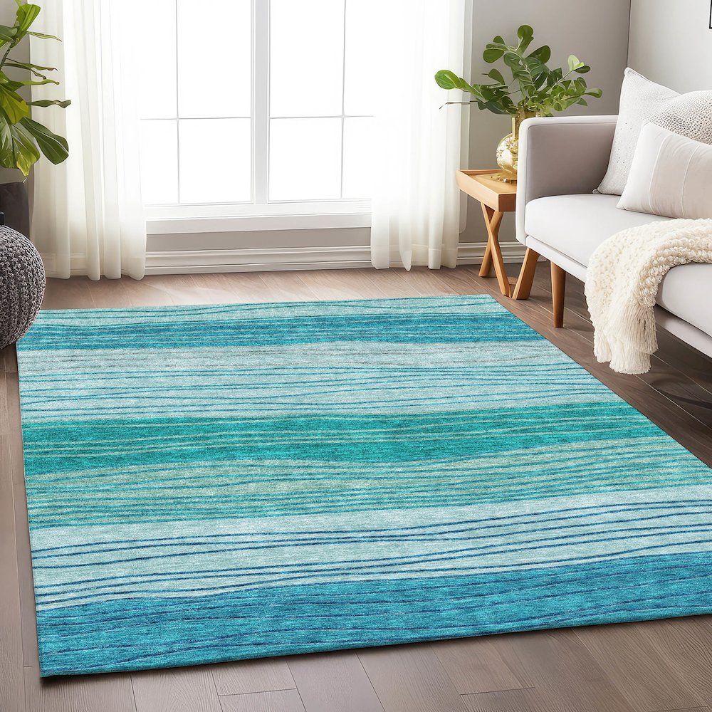 Premium Machine Washable Mayfield AMF735 Sky 9' x 12' Rug. Picture 5