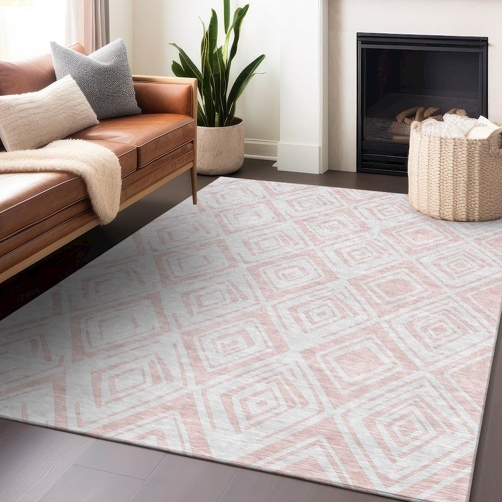 Premium Machine Washable Mayfield AMF737 Pink 9' x 12' Rug. Picture 6