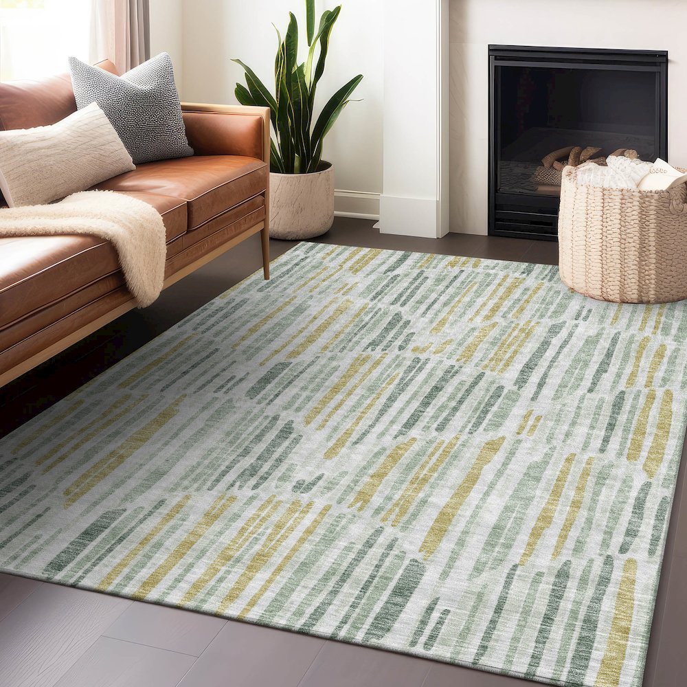Premium Machine Washable Mayfield AMF739 Sage 9' x 12' Rug. Picture 6