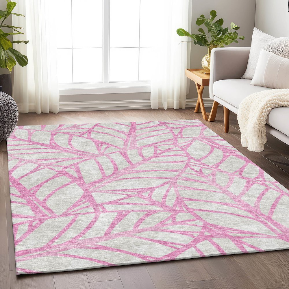 Premium Machine Washable Mayfield AMF741 Pink 9' x 12' Rug. Picture 5