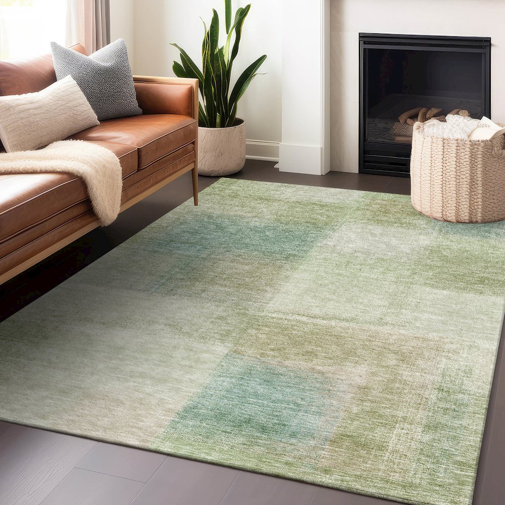 Premium Machine Washable Mayfield AMF742 Aloe 9' x 12' Rug. Picture 6