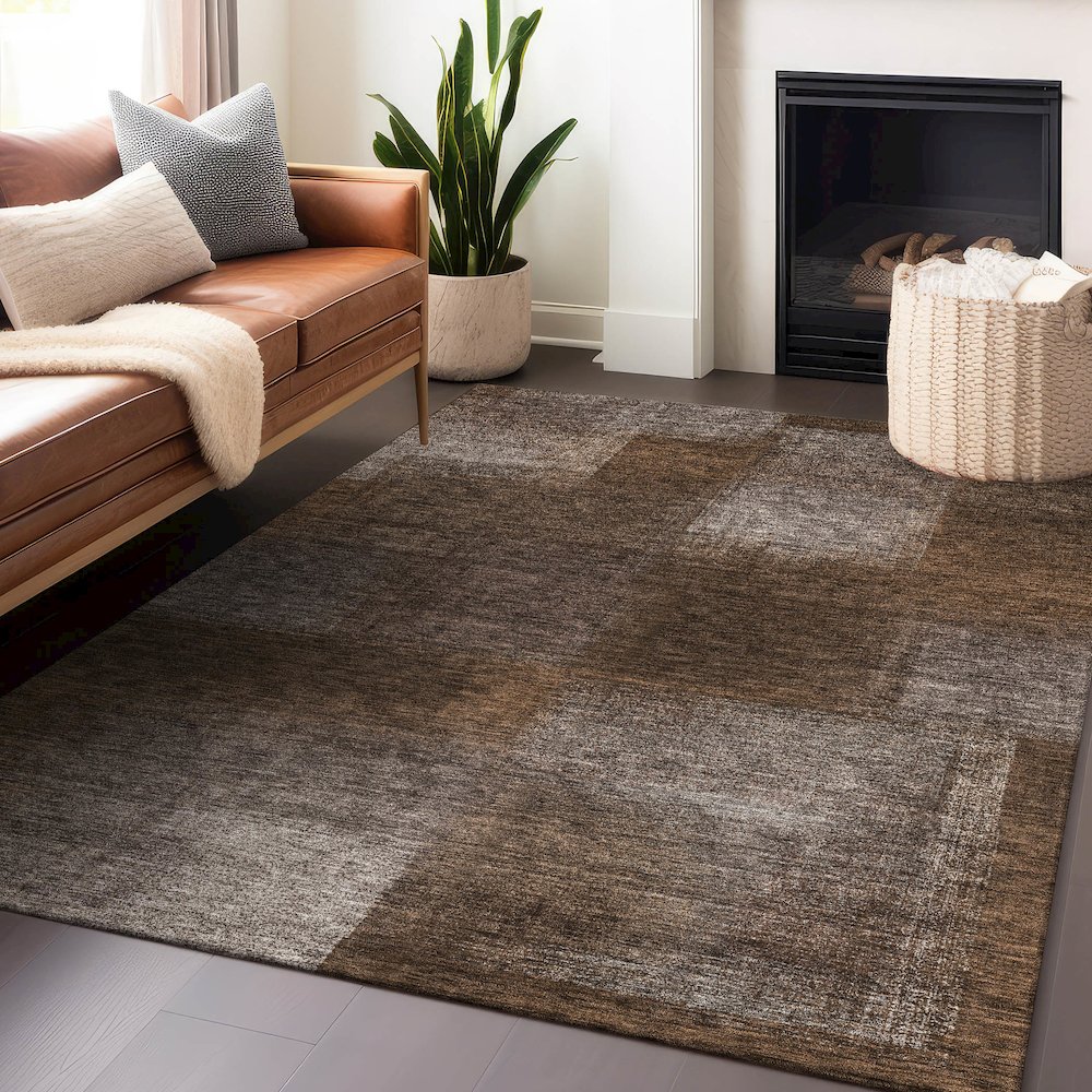 Premium Machine Washable Mayfield AMF742 Chocolate 9' x 12' Rug. Picture 6