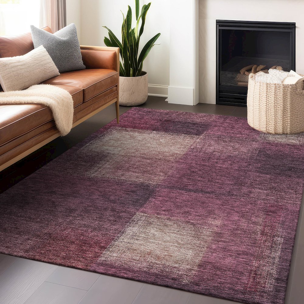Premium Machine Washable Mayfield AMF742 Plum 9' x 12' Rug. Picture 6