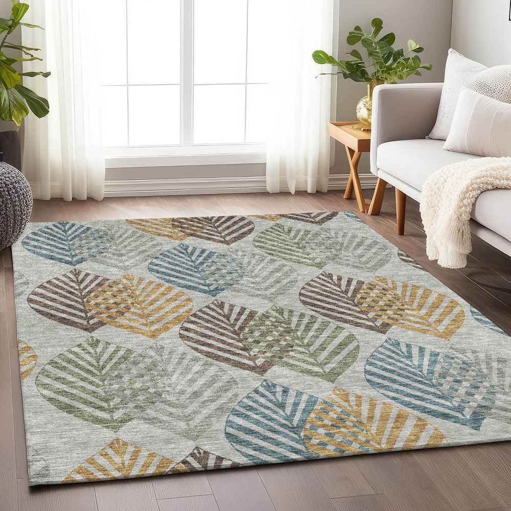 Premium Machine Washable Mayfield AMF744 Gray 9' x 12' Rug. Picture 5