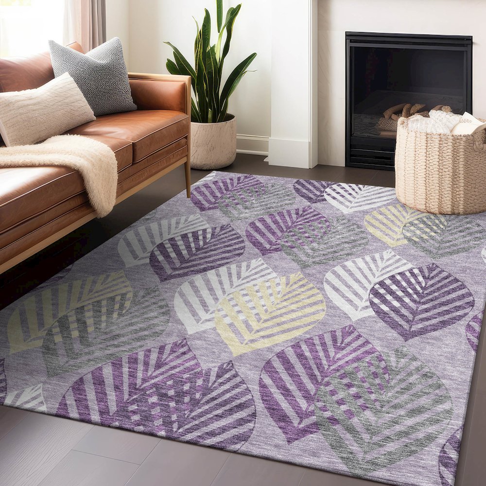 Premium Machine Washable Mayfield AMF744 Purple 9' x 12' Rug. Picture 6