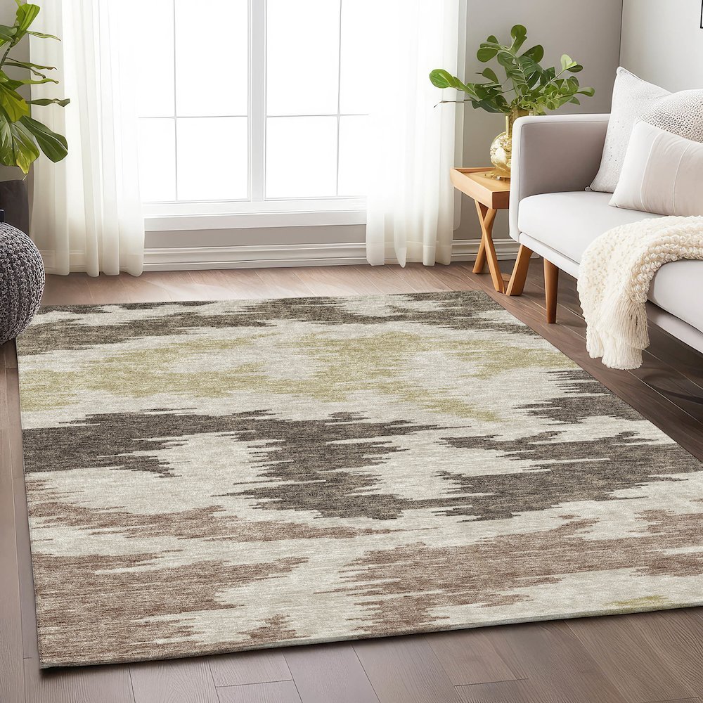 Premium Machine Washable Mayfield AMF746 Chocolate 9' x 12' Rug. Picture 5