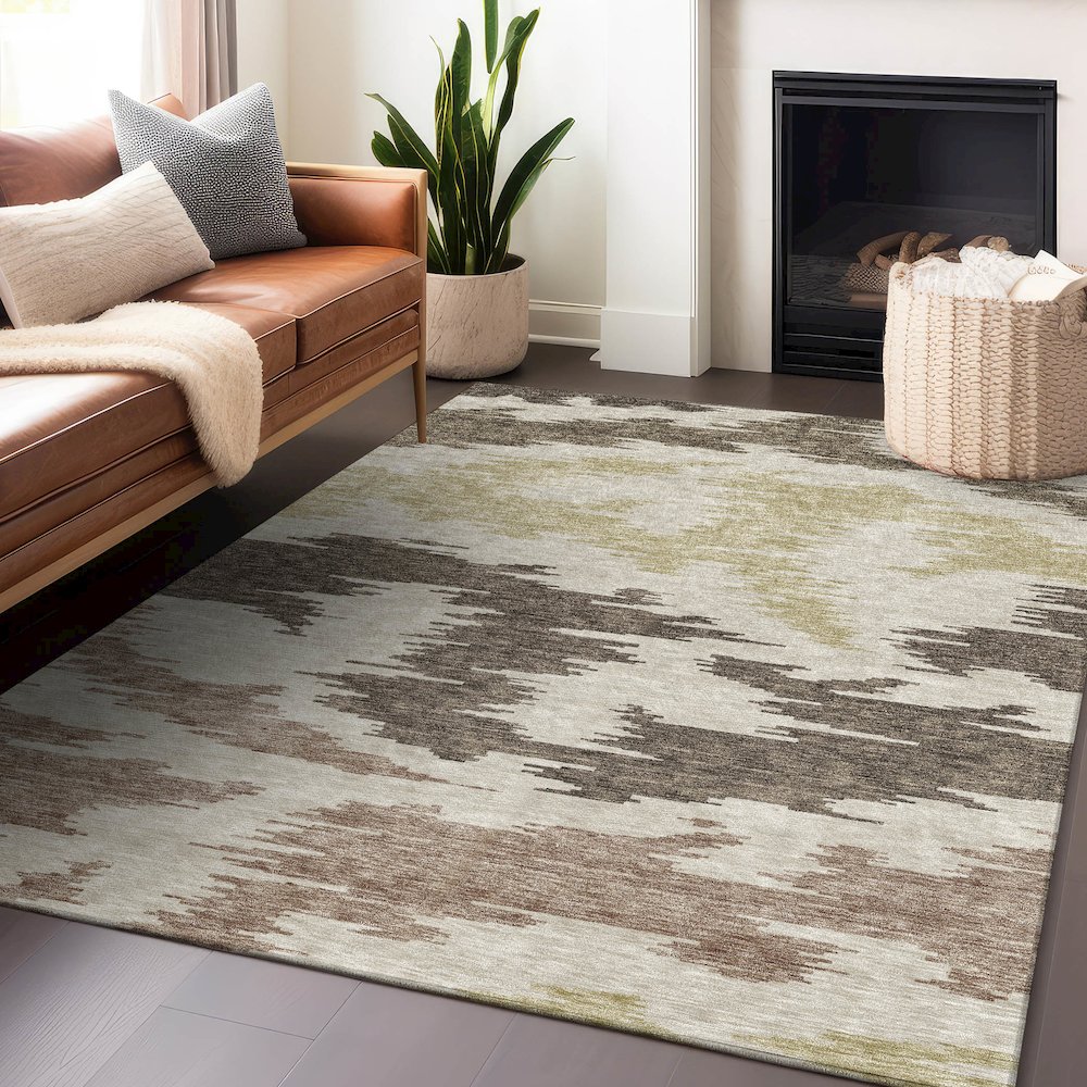 Premium Machine Washable Mayfield AMF746 Chocolate 9' x 12' Rug. Picture 6