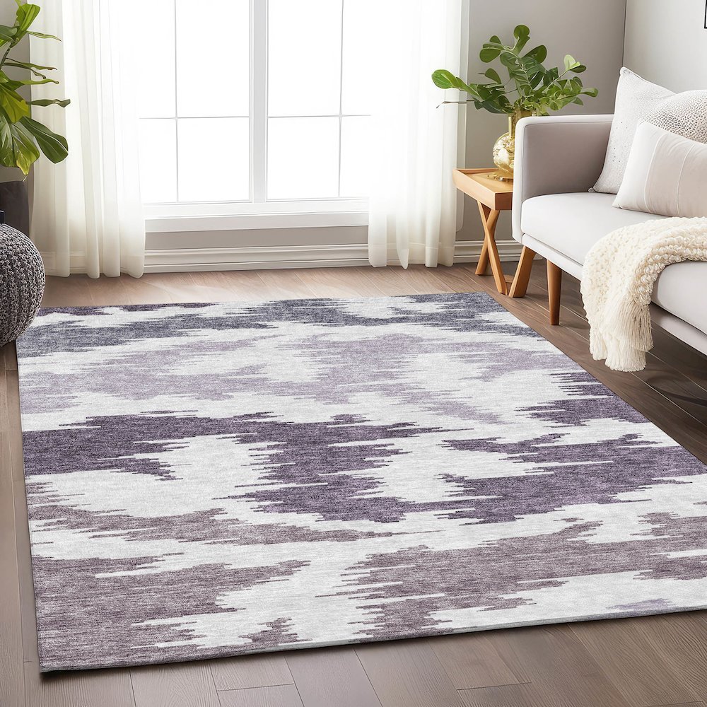 Premium Machine Washable Mayfield AMF746 Purple 9' x 12' Rug. Picture 5