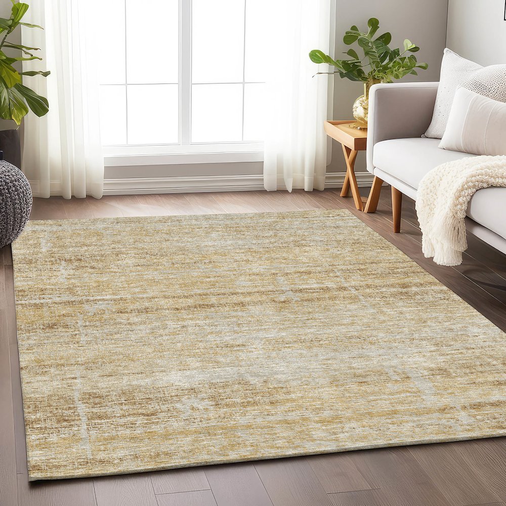 Premium Machine Washable Mayfield AMF747 Gold 9' x 12' Rug. Picture 5