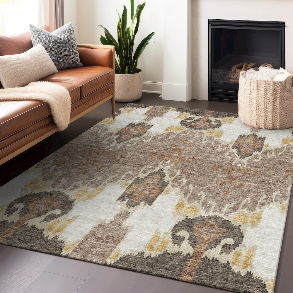 Premium Machine Washable Mayfield AMF748 Brown 9' x 12' Rug. Picture 6