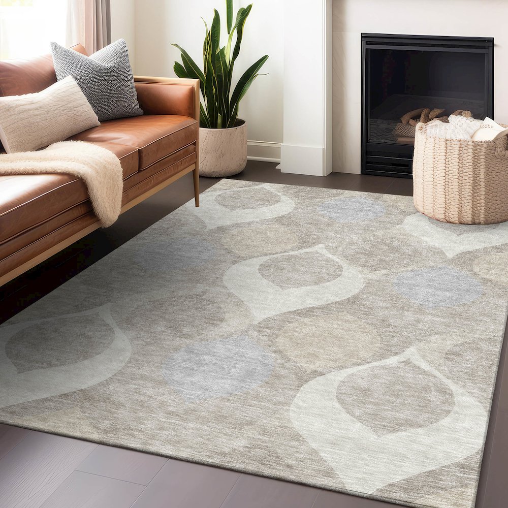 Premium Machine Washable Mayfield AMF749 Ivory 9' x 12' Rug. Picture 6