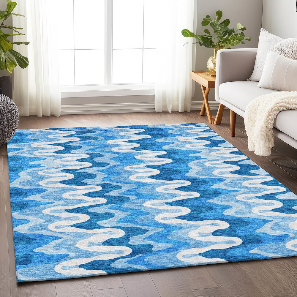 Premium Machine Washable Mayfield AMF750 Sky 9' x 12' Rug. Picture 5