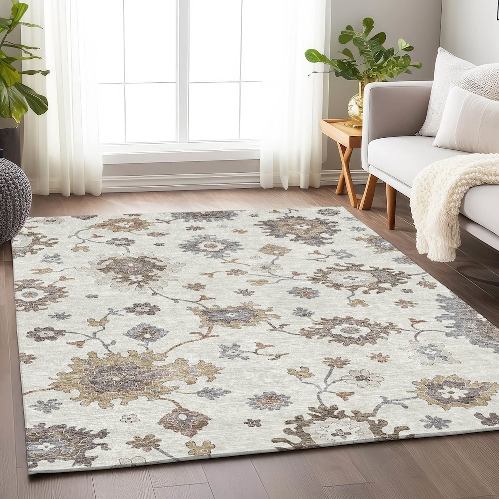 Premium Machine Washable Mayfield AMF753 Ivory 9' x 12' Rug. Picture 5