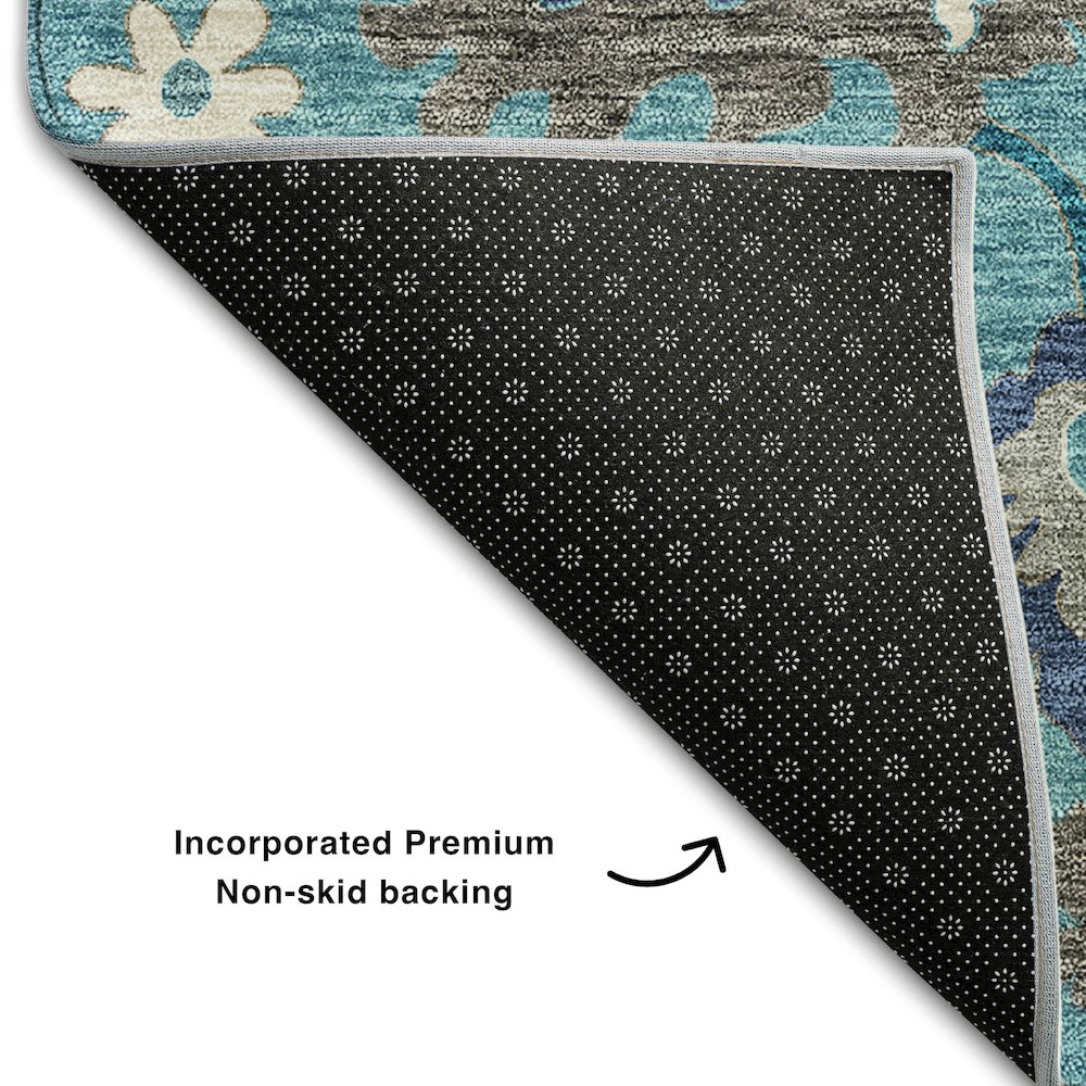 Premium Machine Washable Mayfield AMF753 Teal 5' x 7'6" Rug. Picture 2