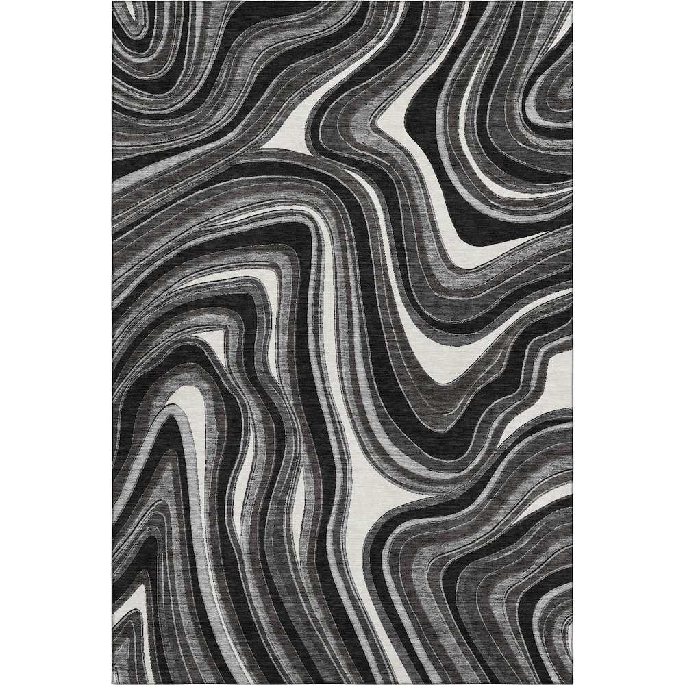 Premium Machine Washable Mayfield AMF756 Black 9' x 12' Rug. Picture 1