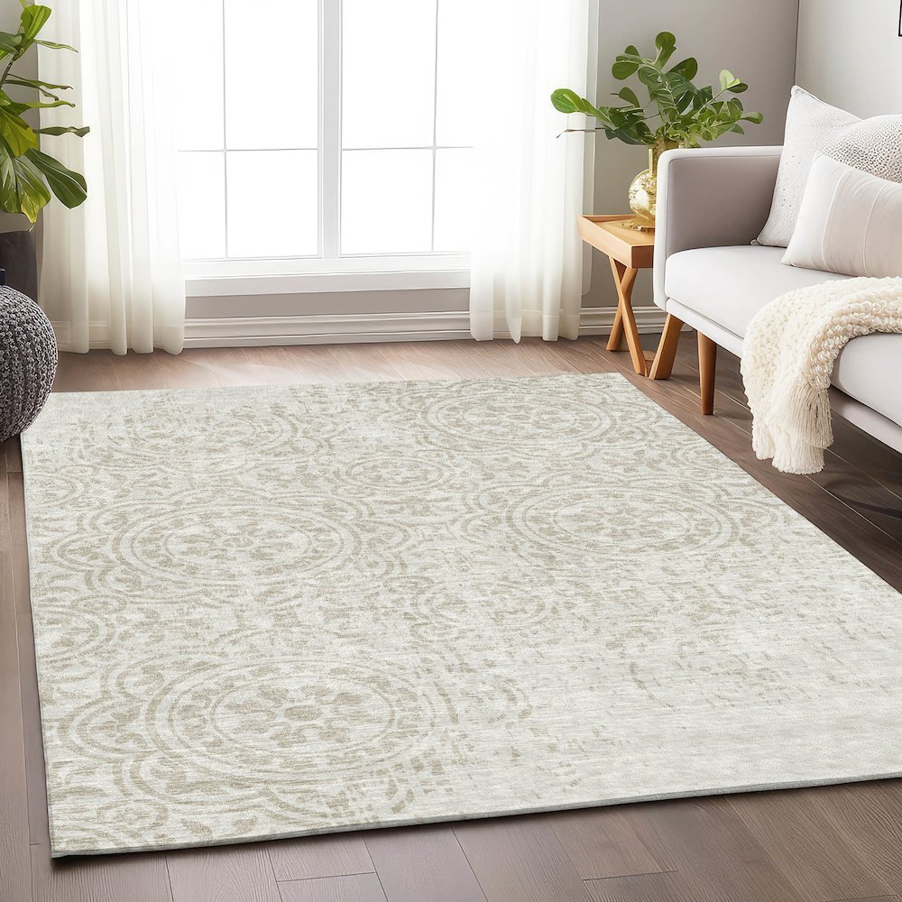 Premium Machine Washable Mayfield AMF758 Ivory 9' x 12' Rug. Picture 5
