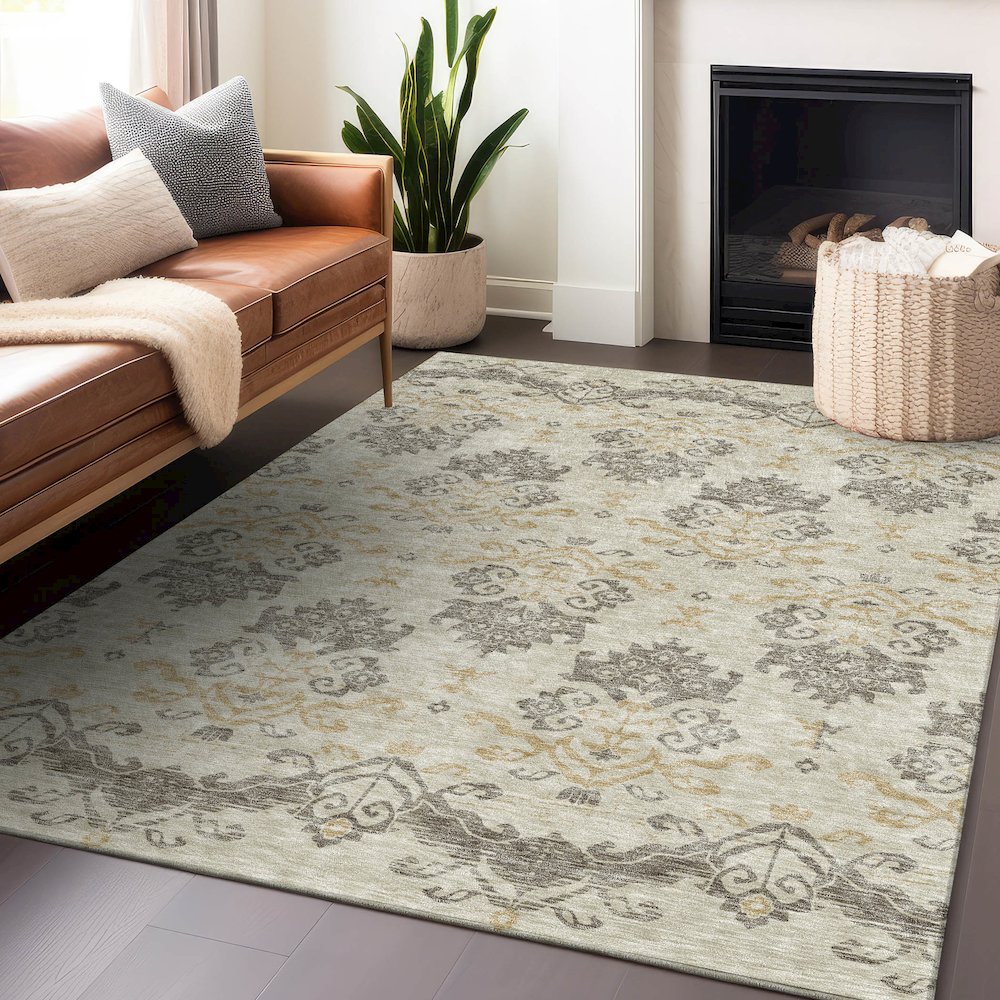 Premium Machine Washable Mayfield AMF759 Beige 9' x 12' Rug. Picture 6