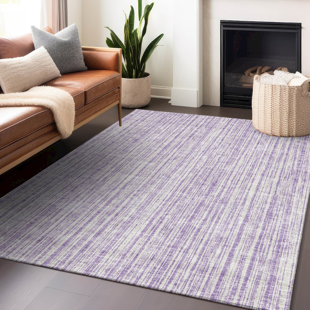 Premium Machine Washable Mayfield AMF760 Lavender 9' x 12' Rug. Picture 6