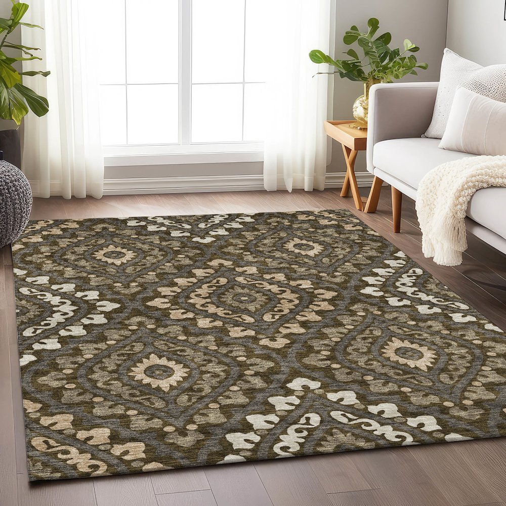 Premium Machine Washable Mayfield AMF761 Fudge 9' x 12' Rug. Picture 5