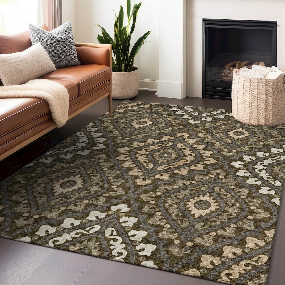 Premium Machine Washable Mayfield AMF761 Fudge 9' x 12' Rug. Picture 6