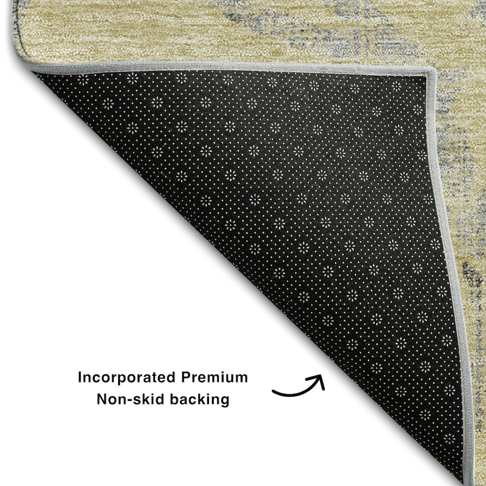Premium Machine Washable Mayfield AMF762 Gold 5' x 7'6" Rug. Picture 2