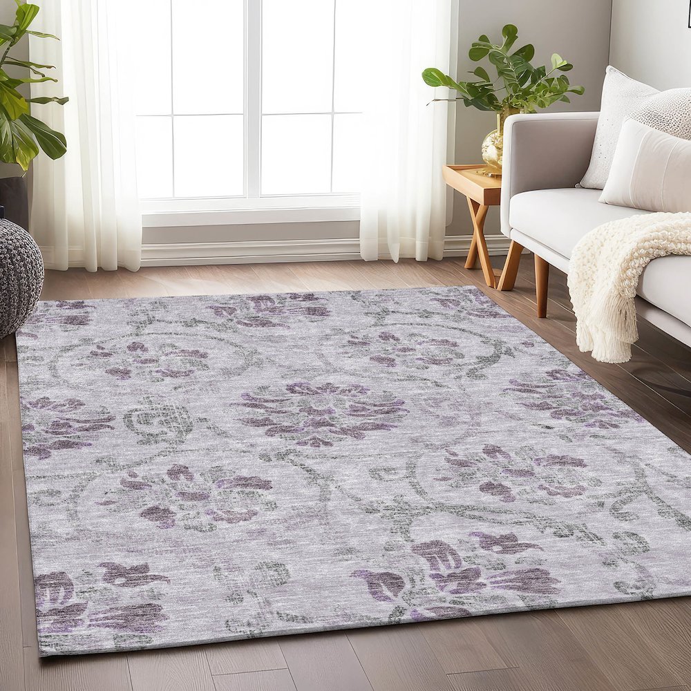 Premium Machine Washable Mayfield AMF762 Lavender 9' x 12' Rug. Picture 5
