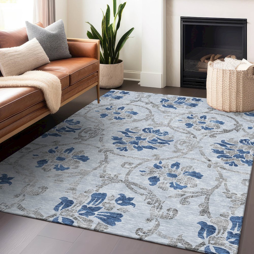 Premium Machine Washable Mayfield AMF762 Sky 9' x 12' Rug. Picture 6