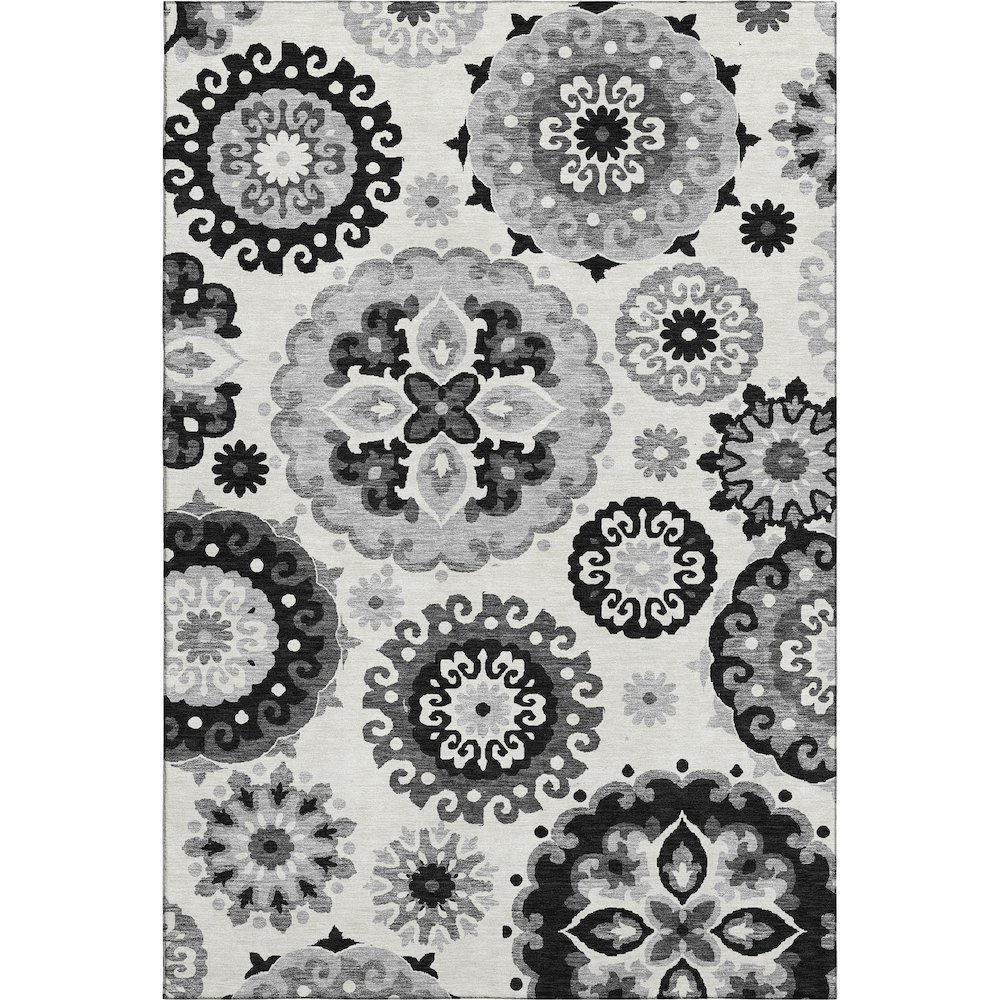 Premium Machine Washable Mayfield AMF763 Black 9' x 12' Rug. Picture 1