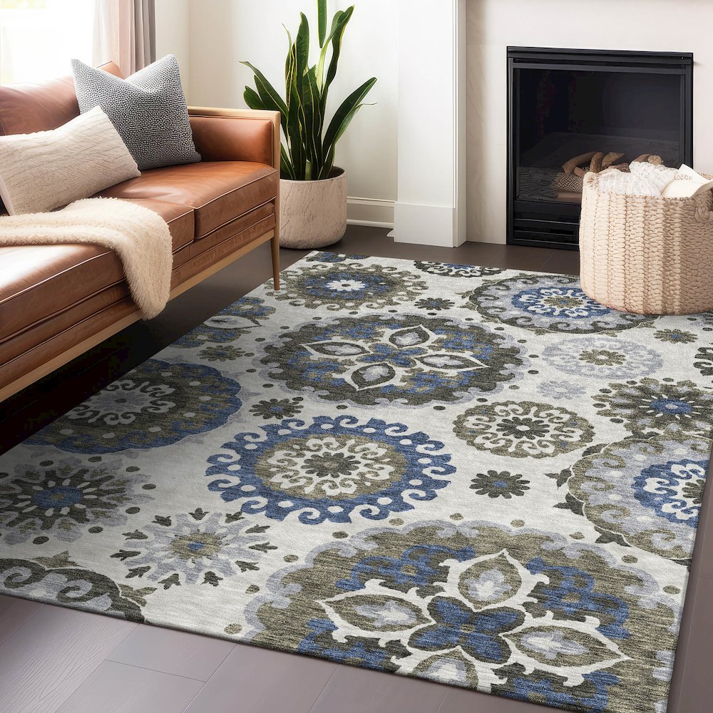 Premium Machine Washable Mayfield AMF763 Pewter 9' x 12' Rug. Picture 6