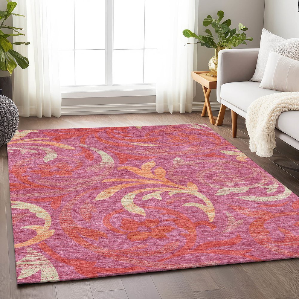 Premium Machine Washable Mayfield AMF764 Blush 9' x 12' Rug. Picture 5