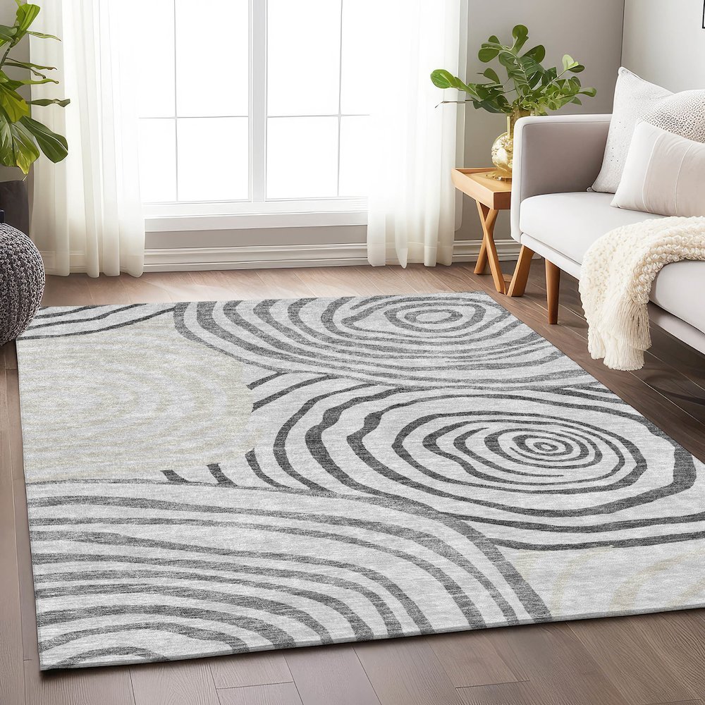 Premium Machine Washable Mayfield AMF765 Gray 9' x 12' Rug. Picture 5